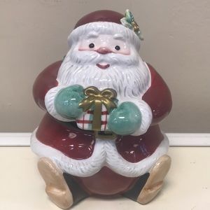 Fitz & Floyd Plaid Santa Candy Jar